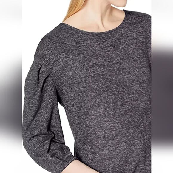 Daily Ritual NEW Pima Cotton Modal Heathered Gray Knit Poof 3/4 Sleeve Top XL - Picture 9 of 12